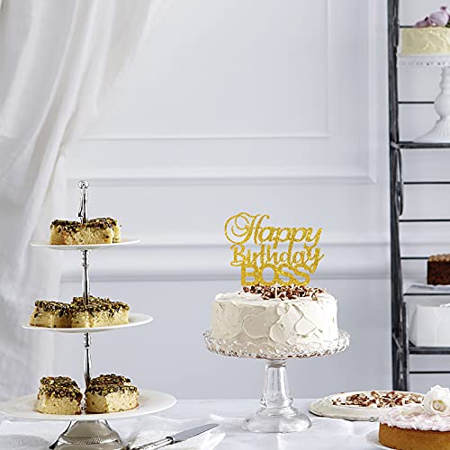 INNORU Happy Birthday Boss Cake Topper, Gold Glitter Baby Boy 1st Birthday,Happy Birthday for Men,Prince Birthday Party Decorations - Image 3