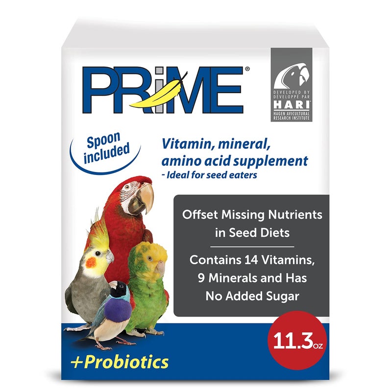 Hari Prime Parrot Vitamin, Mineral and Amino Acid Supplement for Seed Eating Birds, 11.3oz - Image 1