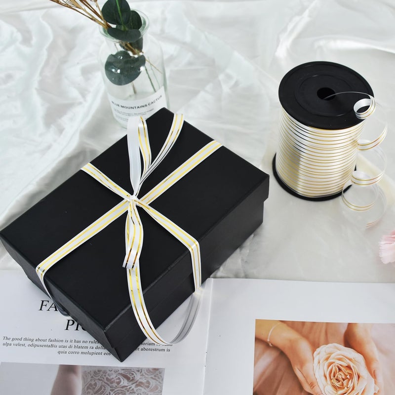 TONIFUL Curling Ribbon-White Gold Balloon Curling Ribbons-250 Yards Balloon String for DIY Decor,Gift Wrapping,Ribbons and Bows for Christmas New Year Birthday Gifts Graduation Supplies - Image 4