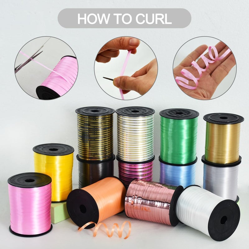 TONIFUL Curling Ribbon-White Gold Balloon Curling Ribbons-250 Yards Balloon String for DIY Decor,Gift Wrapping,Ribbons and Bows for Christmas New Year Birthday Gifts Graduation Supplies - Image 3