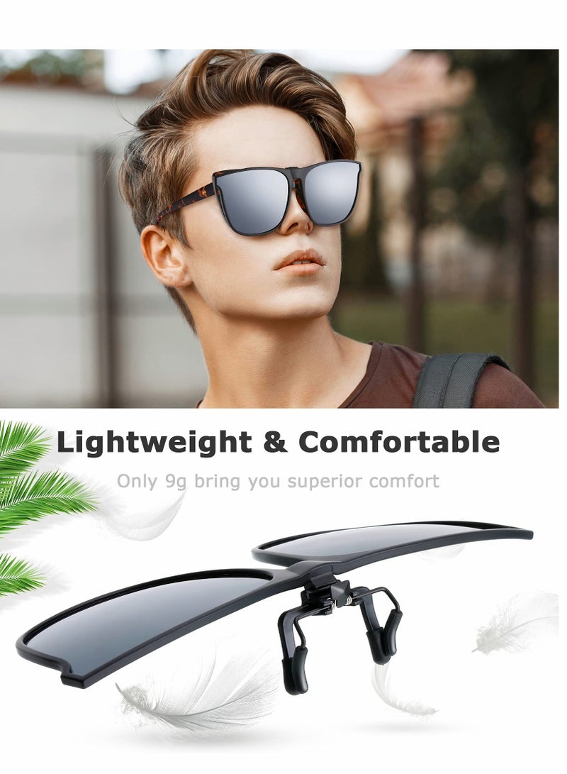 SYOSI Sunglasses, Clip-on Sunglasses, 3 Pair Polarized Clip-on Sunglasses Anti-glare TR90 Frame Flip Up Driving Clip-on Glasses for Women and Men, Polarized Glare Reduce, High Definition Vision - Image 5