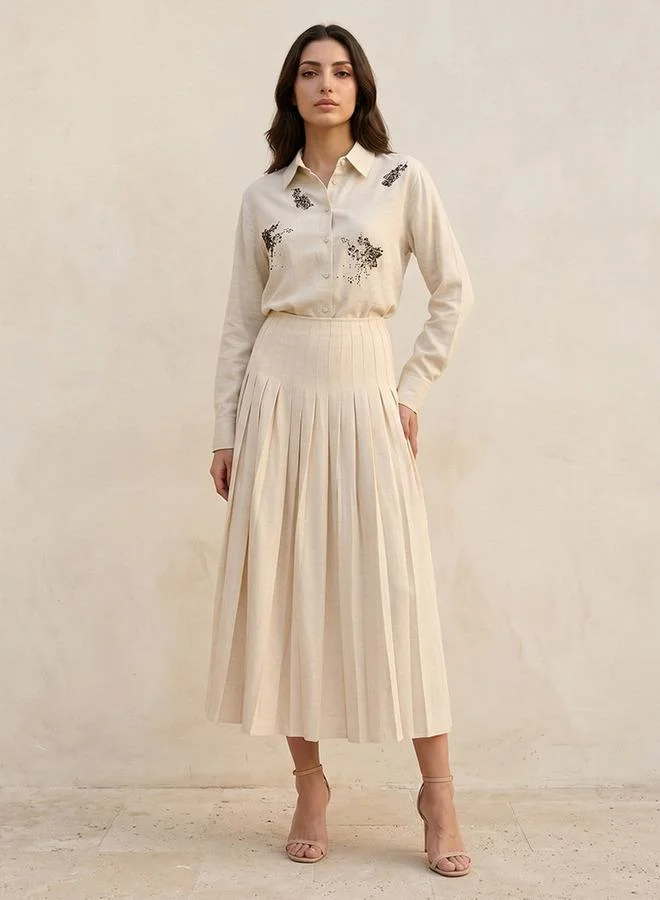 Iconic  Iconic Midi Knife Pleat Skirt Zip Closure for Women | Best Price UAE