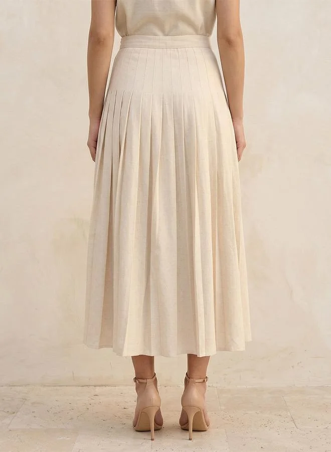 Iconic  Iconic Midi Knife Pleat Skirt Zip Closure for Women | Best Price UAE