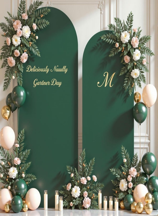 سوبرومو مجموعة غطاء خلفية قوس أخضر داكن مكونة من قطعتين - 7.2 قدم، وأغطية قوس بطول 6 أقدام، أغطية مطاطية من الإسباندكس لحفلات أعياد الميلاد، وأغطية حامل قوس لحفلات استقبال المولود الجديد، وحفلات الزفاف، وحفلات توديع العزوبية، وديكورات خلفية الصور. - Image 2