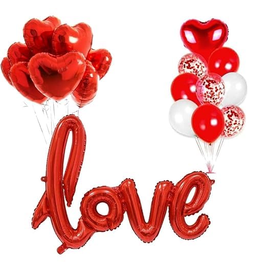 The Banner Company The Banner Company | Ultimate Valentine's Day Combo | 10 Red Heart Foil Balloons | 40 LOVE Letter Balloon | 9 Red Confetti Balloons | For Anniversaries & Special Occasions - Image 1