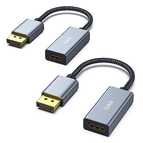 Benfei كابل محول BENFEI 2 حزمة 4K DisplayPort إلى HDMI، (2K 60Hz، 1080p 120Hz) محول شاشة Display Port إلى HDMI متوافق مع HP، Dell، GPU، AMD، NVIDIA، والمزيد. ذكر إلى أنثى - Image 1