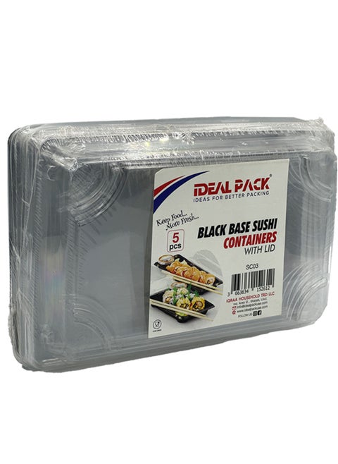 Ideal pack black base sushi container with lid