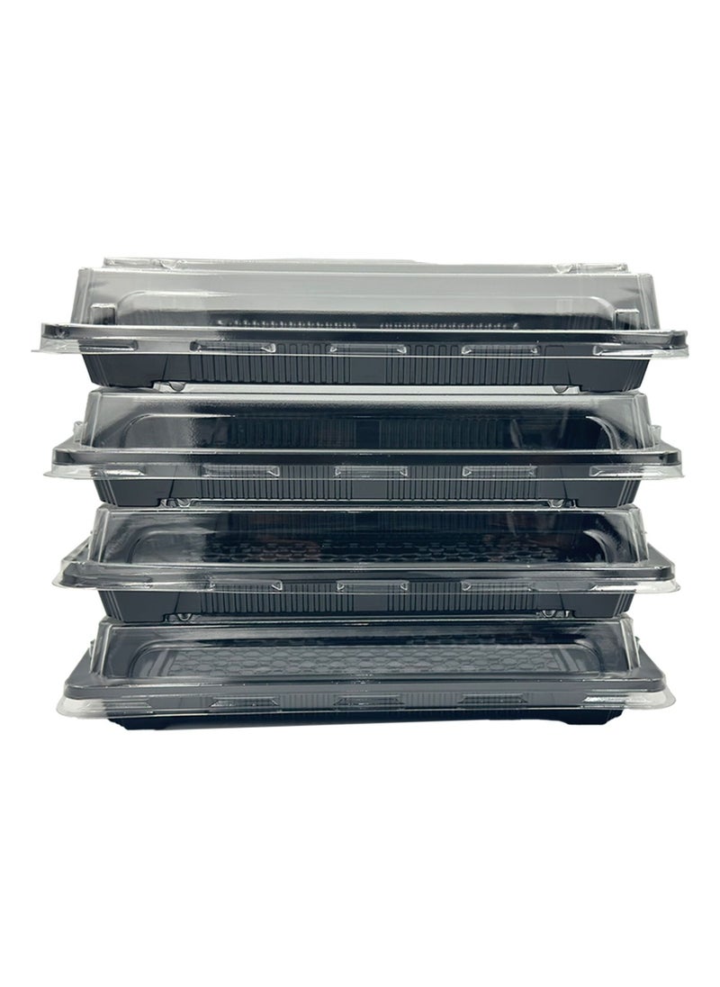 Ideal pack black base sushi container with lid