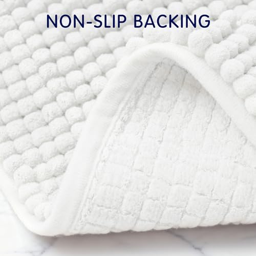 SUBRTEX Bathroom Rugs Chenille Bath Rug Soft Short Plush Bath Mat Soft Shower Mat Water Absorbent Shower Mat Quick Dry Machine Washable (White, 20" x 32") - Image 4