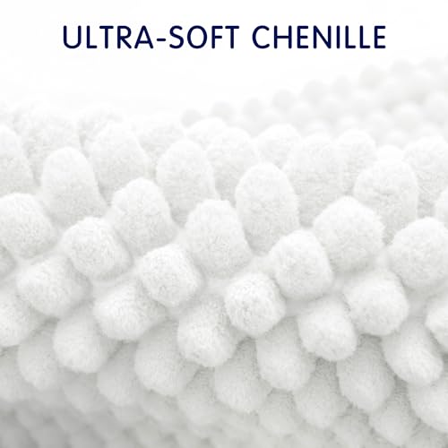 SUBRTEX Bathroom Rugs Chenille Bath Rug Soft Short Plush Bath Mat Soft Shower Mat Water Absorbent Shower Mat Quick Dry Machine Washable (White, 20" x 32") - Image 3