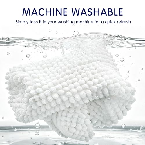 SUBRTEX Bathroom Rugs Chenille Bath Rug Soft Short Plush Bath Mat Soft Shower Mat Water Absorbent Shower Mat Quick Dry Machine Washable (White, 20" x 32") - Image 5