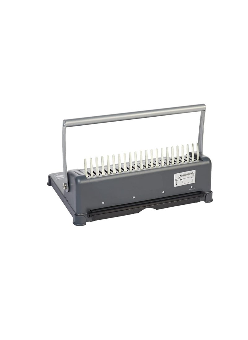 Kalon 21 Holes Plastic Comb Binding Machine  Binding Machine, Manual Comb Binder - 350 Sheet Binding Capacity/12 Sheet Punching Book Binding for Office Documents Grey  - Image 4