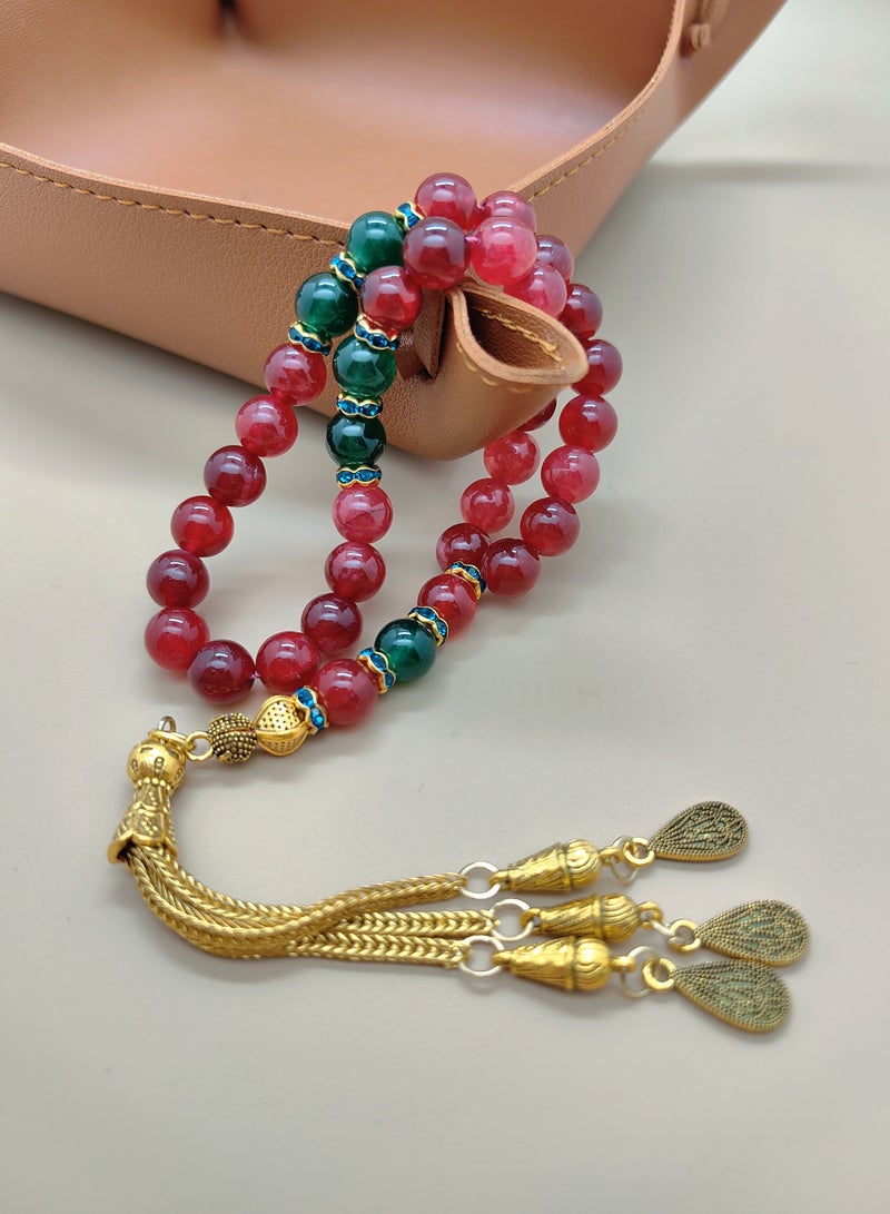 موجود 33 خرزة صلاة من العقيق الطبيعي/تسبيح/8 ملم - Image 2