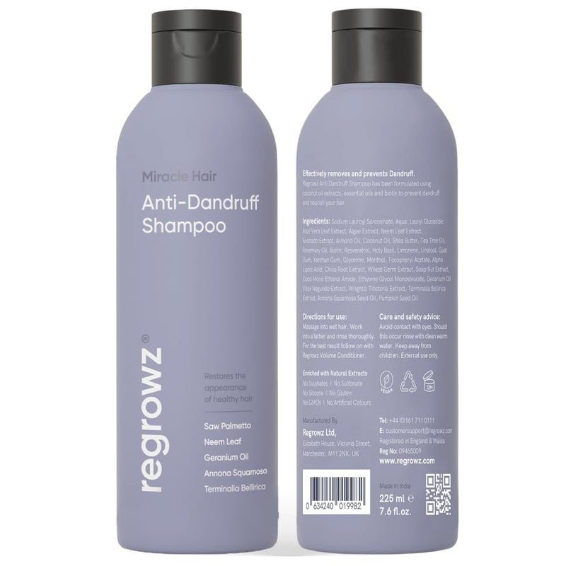 Regrowz Anti Dandruff Shampoo 76fl oz  For Dry Itchy Scalp  Itch Relief Treatment  Removes Flakes  Moisturises for Healthy Vibrant Hair