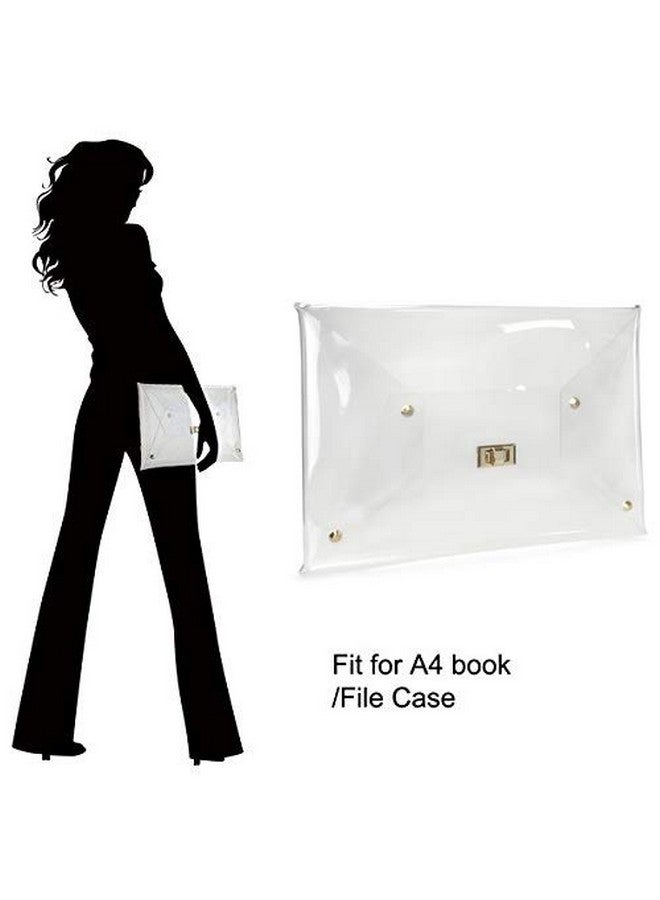 Hoxis Large Size Pvc Clear Envelope Clutch Gold Chain Crossbody Bag Women'S Purse (Clear) - Image 3