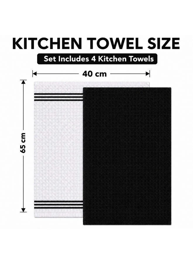 Bliss Casa Kitchen Towel Set (4 Pack, 40x65 cm) - Cotton Dish Towels, Durable Cleaning Cloths, Highly Absorbent Durable Multipurpose Bar Towels & Dish Cloths