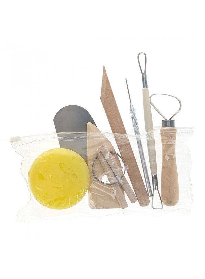 SE Pottery and Clay Carving Tool Set with Wooden Handles- Pottery Kit for Beginners- Clay Sculpting Set of 8 Pcs - 4PT8 - Image 4