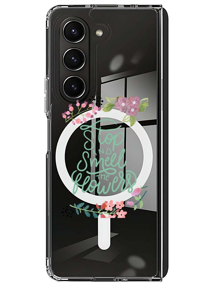 Theodor Magnetic Case for Samsung Galaxy Z Fold 6 Compatible with MagSafe Wireless Charging, Shockproof Phone Bumper Cover Stop & Smell Flowers - Image 1