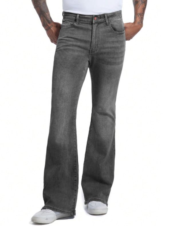 Ben Martin Men’s Grey Bootcut Bell Bottom Jeans || Flared Denim Jean for Men || Stretchable Mid Rise Cotton Pants || Retro Style Casual Wear Bootcut' Denim' Jeans:, 36 - Image 2