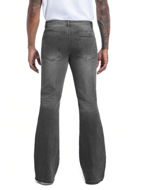 Ben Martin Men’s Grey Bootcut Bell Bottom Jeans || Flared Denim Jean for Men || Stretchable Mid Rise Cotton Pants || Retro Style Casual Wear Bootcut' Denim' Jeans:, 36 - Image 3