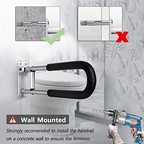 Tuntrol 23.6 inch Foldable Handrail Grab Bars, Wall Mounted Toilet Safety Support for Handicap Elderly Seniors Disabled, Shower Bathroom Accessories… - Image 3
