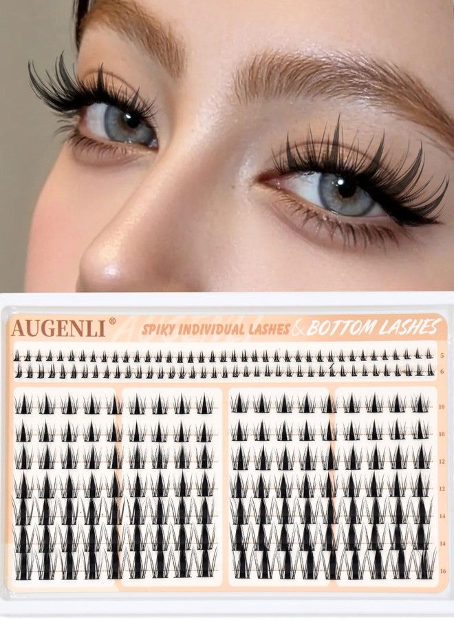 AUGENLI Manga Lash Clusters with Bottom Lashes Wispy Lash Clusters, 126pcs Spiky Wispy Individual Lash Extensions, Natural C Curl Thin Band, Natural Anime Lashes DIY at Home (Cutey-10~16mm) - Image 1