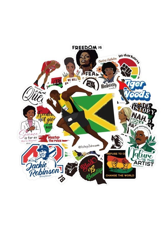 1step2dream Black History Stickers Pack - Inspirational African American Decals for Laptop, Water Bottle, Phone - Black History Month Decorations - Image 1