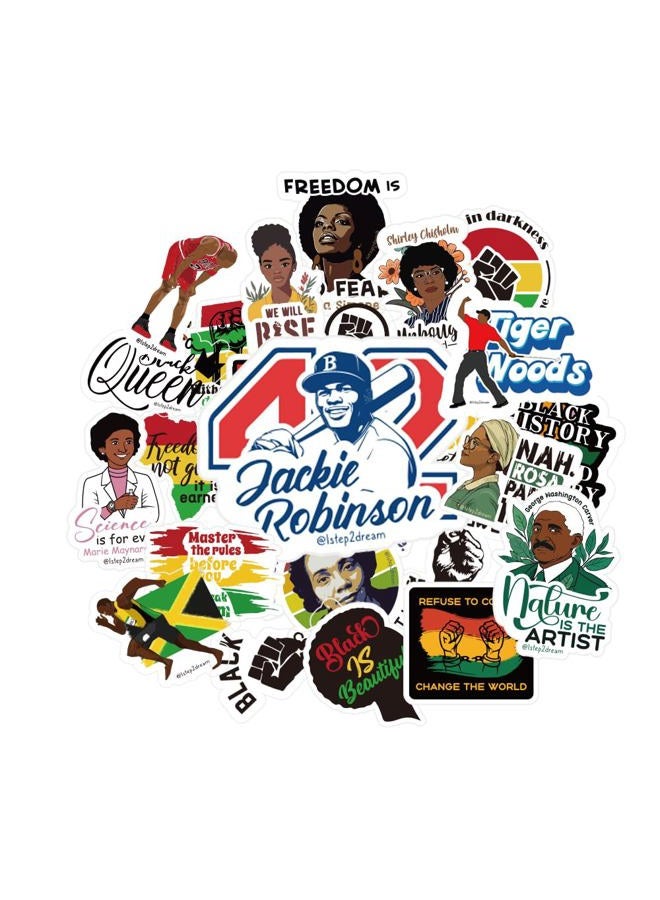1step2dream Black History Stickers Pack - Inspirational African American Decals for Laptop, Water Bottle, Phone - Black History Month Decorations - Image 4