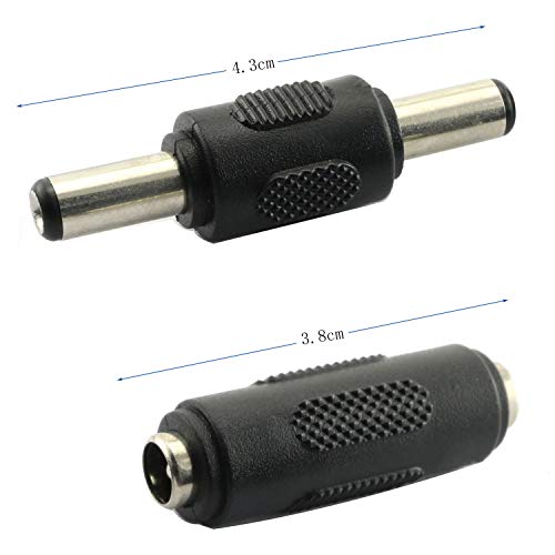 RLECS 2pcs DC 5.5x2.1mm Male to Male Power Plug Connector & 2pcs DC 5.5x2.1mm Female to Female Power Jack Connector Adapter for CCTV - Image 5