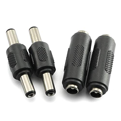 RLECS 2pcs DC 5.5x2.1mm Male to Male Power Plug Connector & 2pcs DC 5.5x2.1mm Female to Female Power Jack Connector Adapter for CCTV - Image 1