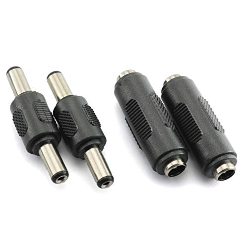 RLECS 2pcs DC 5.5x2.1mm Male to Male Power Plug Connector & 2pcs DC 5.5x2.1mm Female to Female Power Jack Connector Adapter for CCTV - Image 2