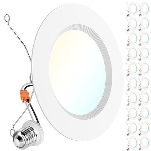 Sunco Lighting Sunco 20 Pack 6 Inch LED Recessed Light Retrofit, Can Lights for Ceiling, 1700 LM High Brightness, Selectable CCT 2700K/3000K/4000K/5000K/6000K, 17W=120W, Dimmable, Baffle Trim, Damp Rated UL - Image 1