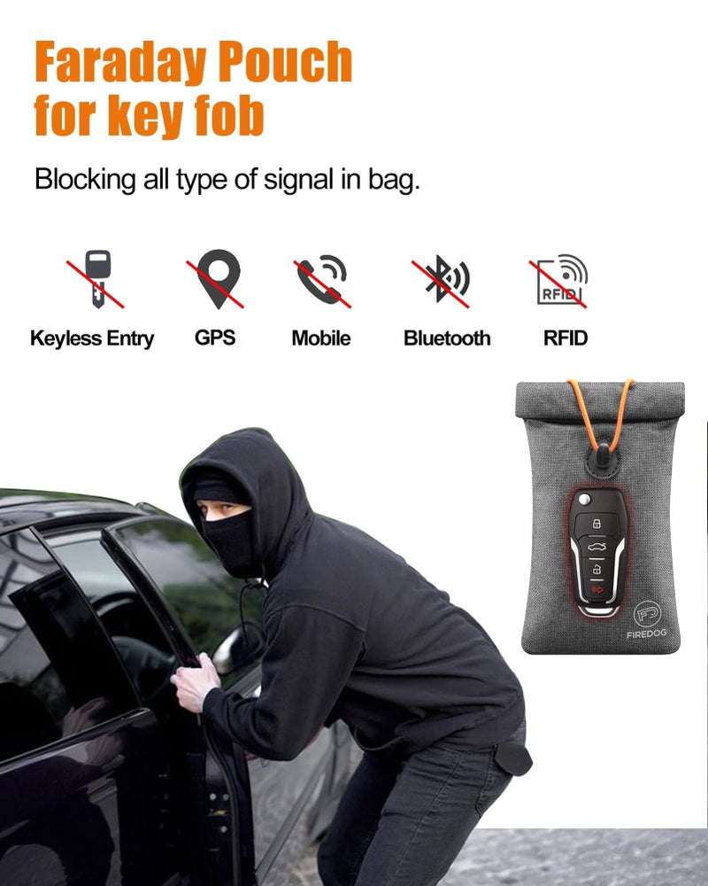 FIREDOG Faraday Pouch for Car Keys and Smartphone Key Signal Blocking Bag Anti Theft Car Protection Cell Phone WiFiGSMLTENFCRFIDKeyless Entry Fob Signal Blocking Bag Grey - Image 4