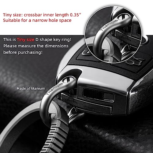 FEGVE Small Titanium Key Ring with Screw Shackle - Car Fob Keychain Heavy Duty Strong Mini Titanium D Rings -1/3 Inch/9mm (Silver 4 Pack) - Image 4