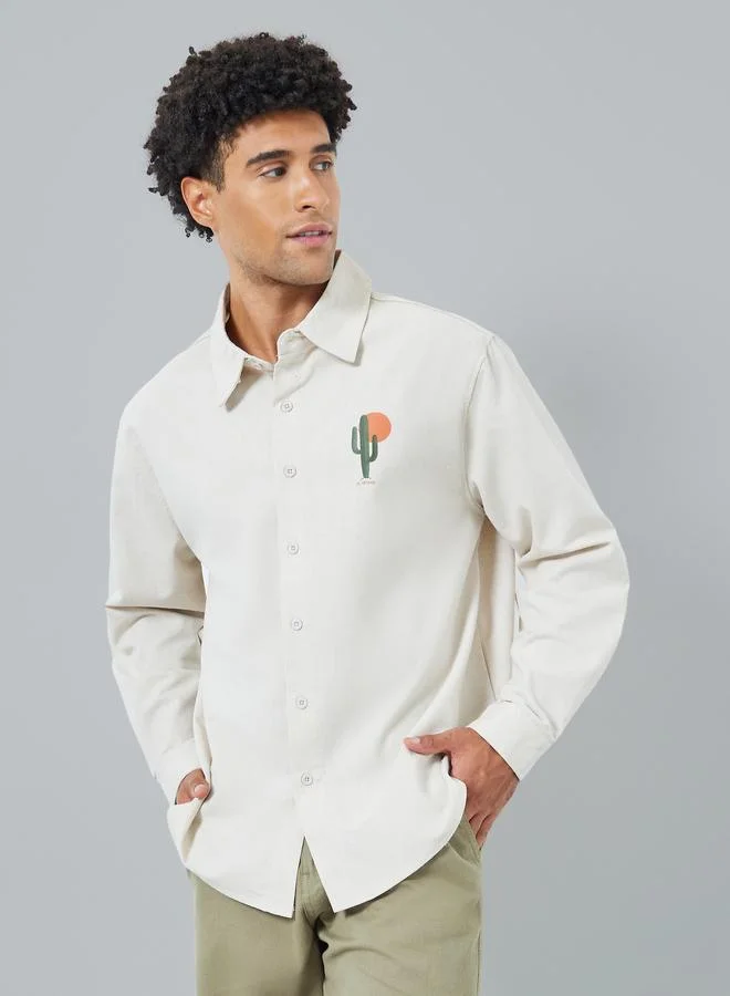 Styli Men Relaxed Fit Linen Blend Shirt