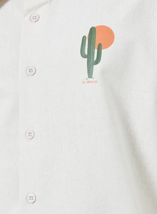 Styli  Men Relaxed Fit Linen Blend Shirt for Men | Best Price UAE