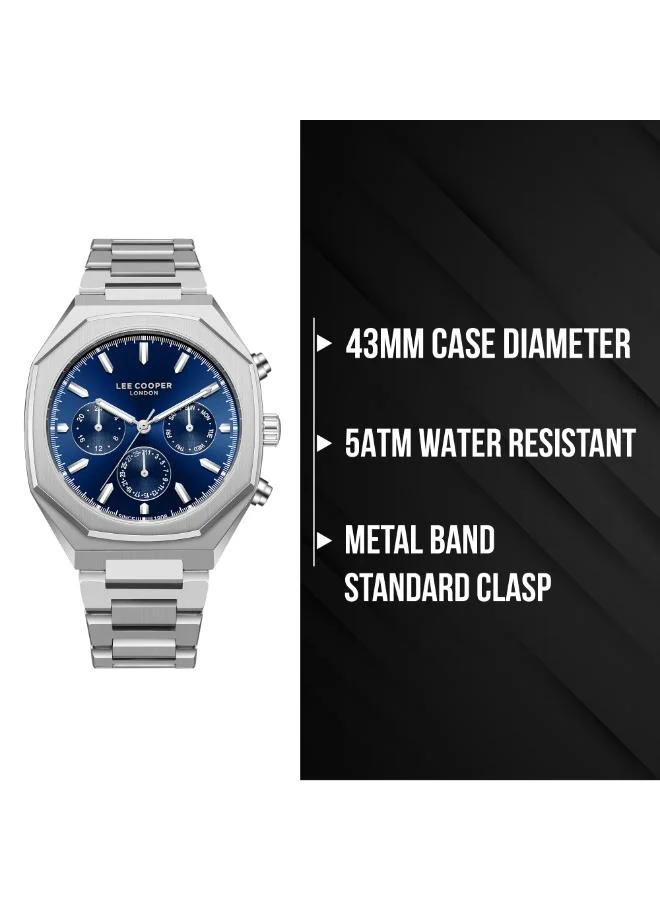 Lee Cooper Blue Men's Metal Multi Function Watch LC08045.390 - 43 mm for Men | Best Price UAE