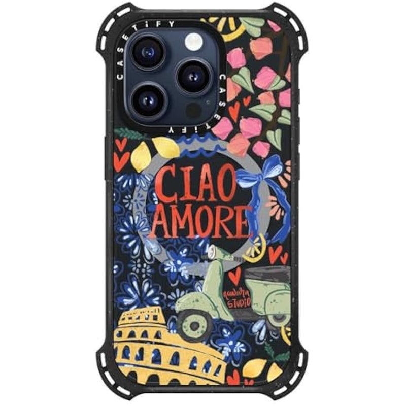 Casetify Bounce iPhone 15 Pro Case 【6X Military Grade Drop Tested / 21.3ft Drop Protection/Compatible with Magsafe】 - Ciao Amore - Triple Black - Image 2