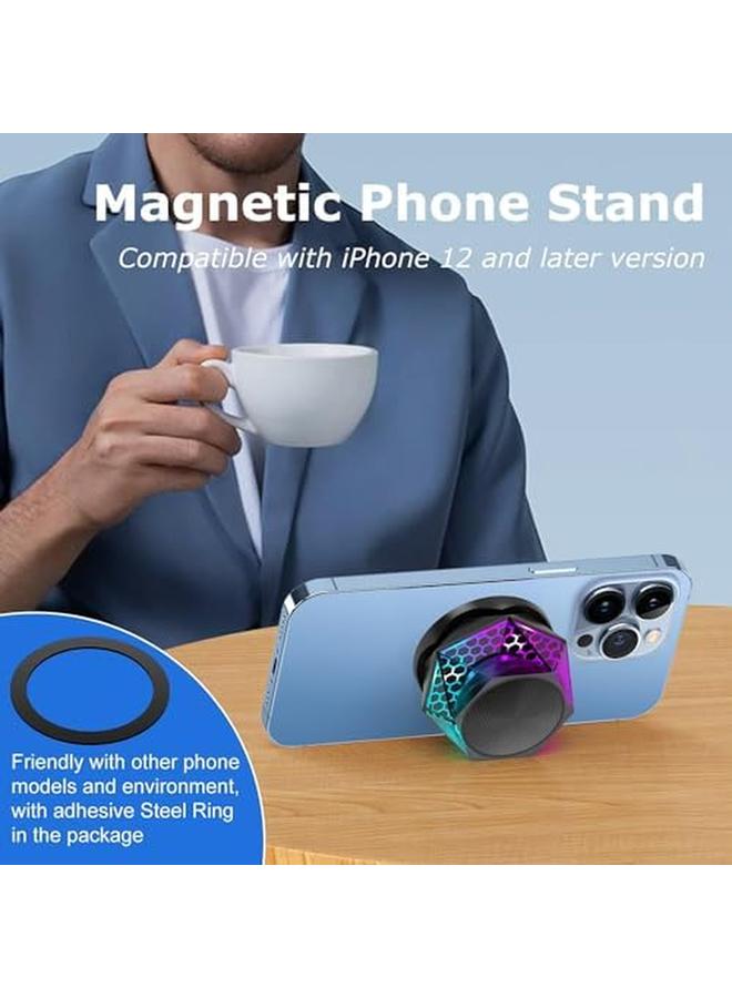Excefore Magnetic Diamond Bluetooth Speaker Small Wireless Speaker With Multi Rgb Color Light Show Wireless Small Bluetooth Speaker Portable Phone Stand For Iphone Android Tws Pairing - Image 2