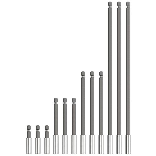 Rocaris 12 Pack Strong Magnetic Drill Bit Extension Holder 14 Hex Shank S2 Steel Magnetic Screwdriver Extension for Impact Driver 2 inch 4 inch 6 inch 12 inch - Image 1