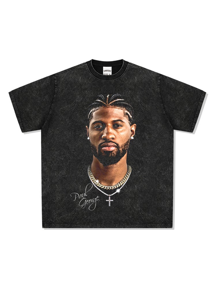 Retro MJ Michael Morant Curry Kobe James Print Vintage Washed Old T-Shirt - Image 4