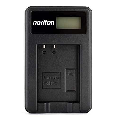 Norifon EN-EL12 LCD USB Charger for Nikon Coolpix AW130, AW100, AW120, AW110, S6200, S6300, S8100, S8200, S9100, S9300, S9500, S9900 Camera and More - Image 1