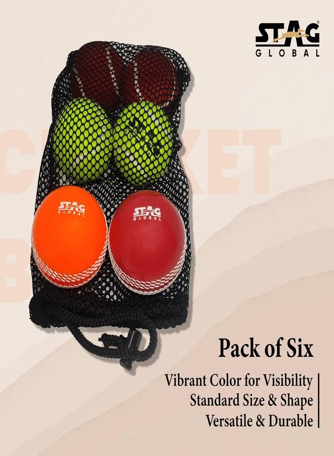 STAG GLOBAL Cricket, Tennis Balls Pack of 6 | High Visibility PVC Balls for Practice & Coaching | Durable, Soft, Lightweight for All Surfaces(Cricket, Tennis Balls P-6) - Image 2