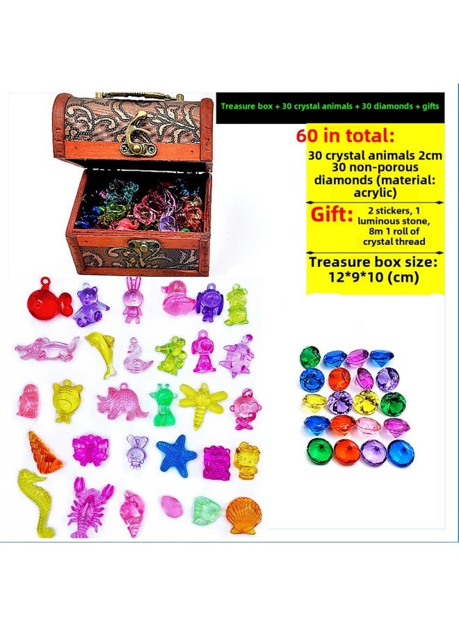 Toy/jewelry Toy - Miniature Potted Plant Pot Suitable For Dollhouses Decorative Accessories-Color:Treasure Chest +30 Crystal Animals +30 Drills + Gifts - Image 1