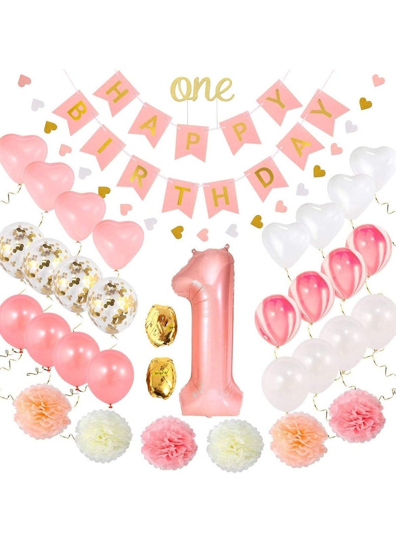 LA FIESTA - Pink and Gold First Birthday Decorations for Girls - Image 1