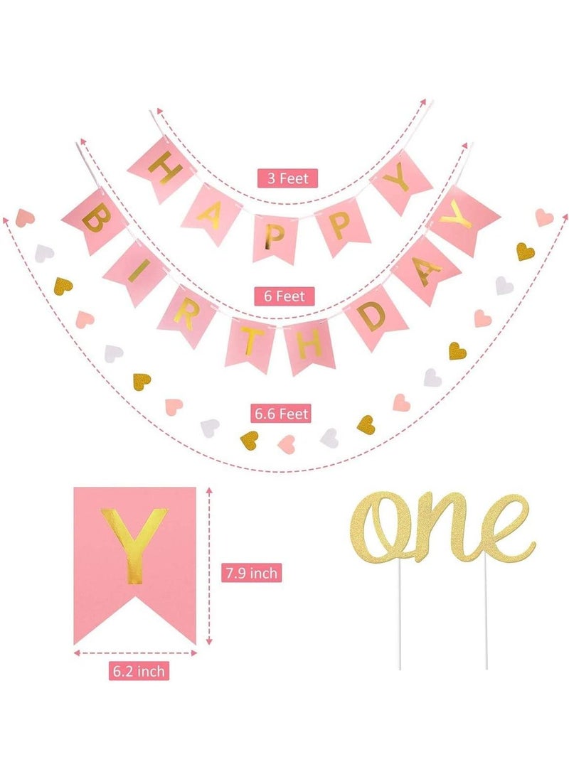 LA FIESTA - Pink and Gold First Birthday Decorations for Girls - Image 1