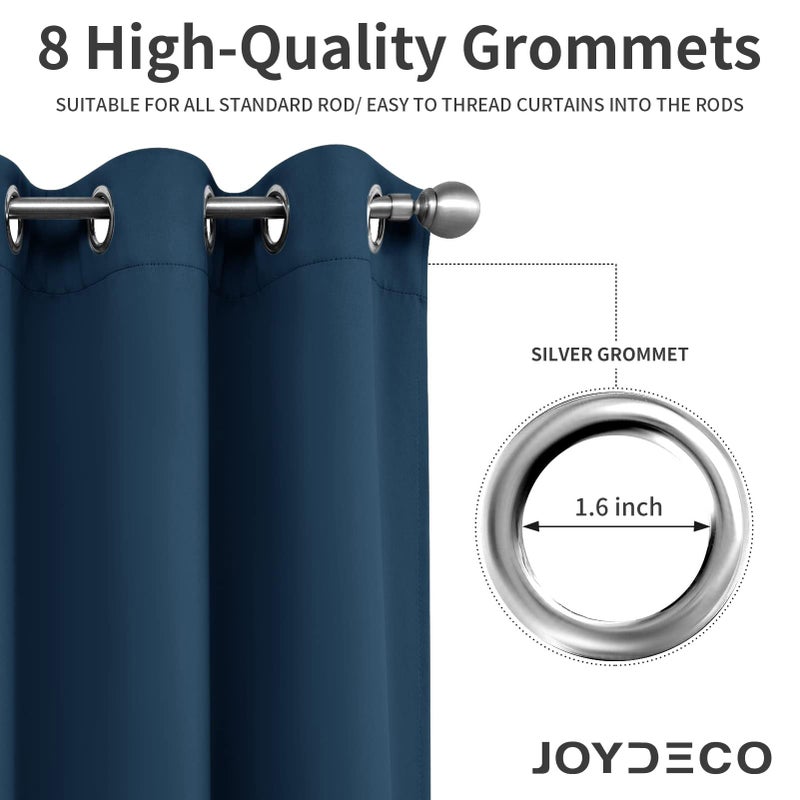 Joydeco Blackout Curtains 84 Inch Length 2 Panels Set, Thermal Insulated Long Curtains& Drapes 2 Burg, Room Darkening Grommet Drapes for Living Room Bedroom Window (W52 x L84 Inch, Navy Blue) - Image 5