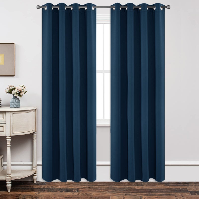 Joydeco Blackout Curtains 84 Inch Length 2 Panels Set, Thermal Insulated Long Curtains& Drapes 2 Burg, Room Darkening Grommet Drapes for Living Room Bedroom Window (W52 x L84 Inch, Navy Blue) - Image 1