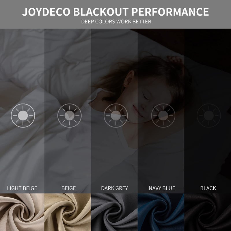 Joydeco Blackout Curtains 84 Inch Length 2 Panels Set, Thermal Insulated Long Curtains& Drapes 2 Burg, Room Darkening Grommet Drapes for Living Room Bedroom Window (W52 x L84 Inch, Navy Blue) - Image 2