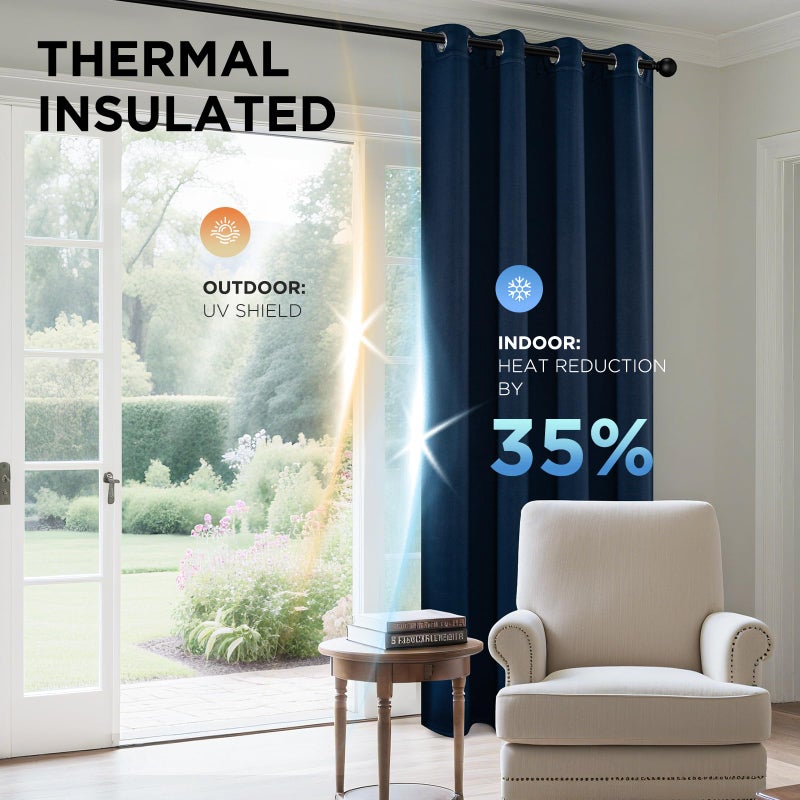 Joydeco Blackout Curtains 84 Inch Length 2 Panels Set, Thermal Insulated Long Curtains& Drapes 2 Burg, Room Darkening Grommet Drapes for Living Room Bedroom Window (W52 x L84 Inch, Navy Blue) - Image 4